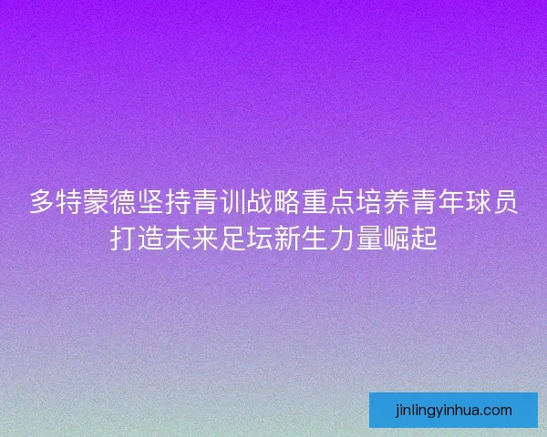 多特蒙德坚持青训战略重点培养青年球员打造未来足坛新生力量崛起